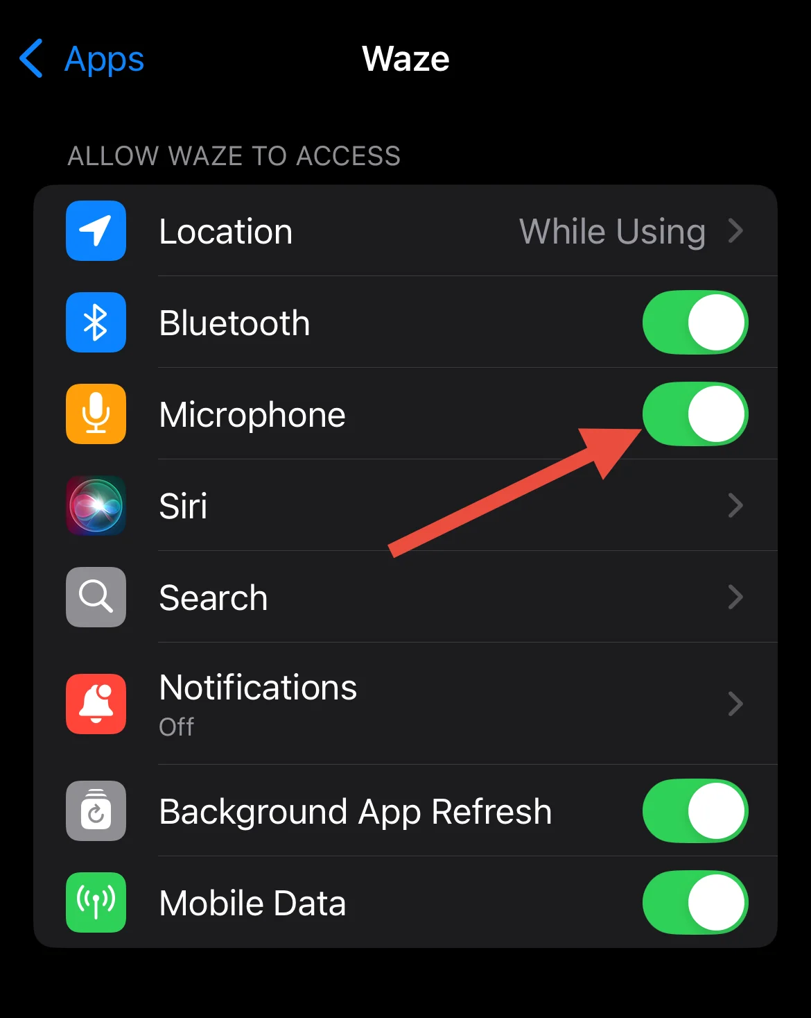 Microphone access for Waze on iOS