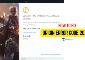 Origin Error Code 20.403