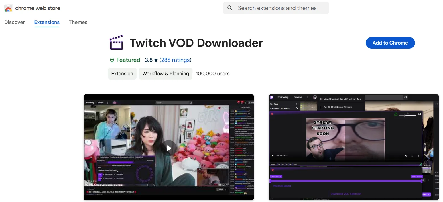 Twitch VOD Downloader Extension