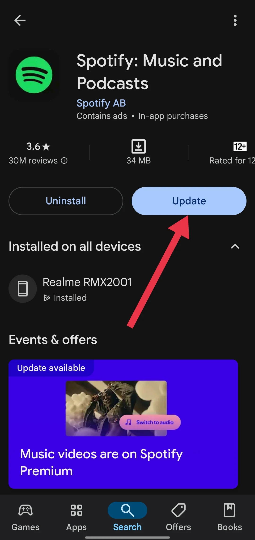 Update Spotify on Android