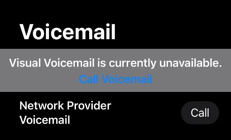 iPhone visual voicemail is currently unavailable