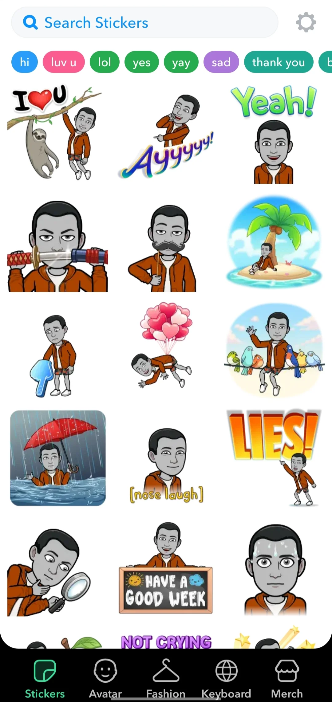 Bitmoji app Snapchat stickers