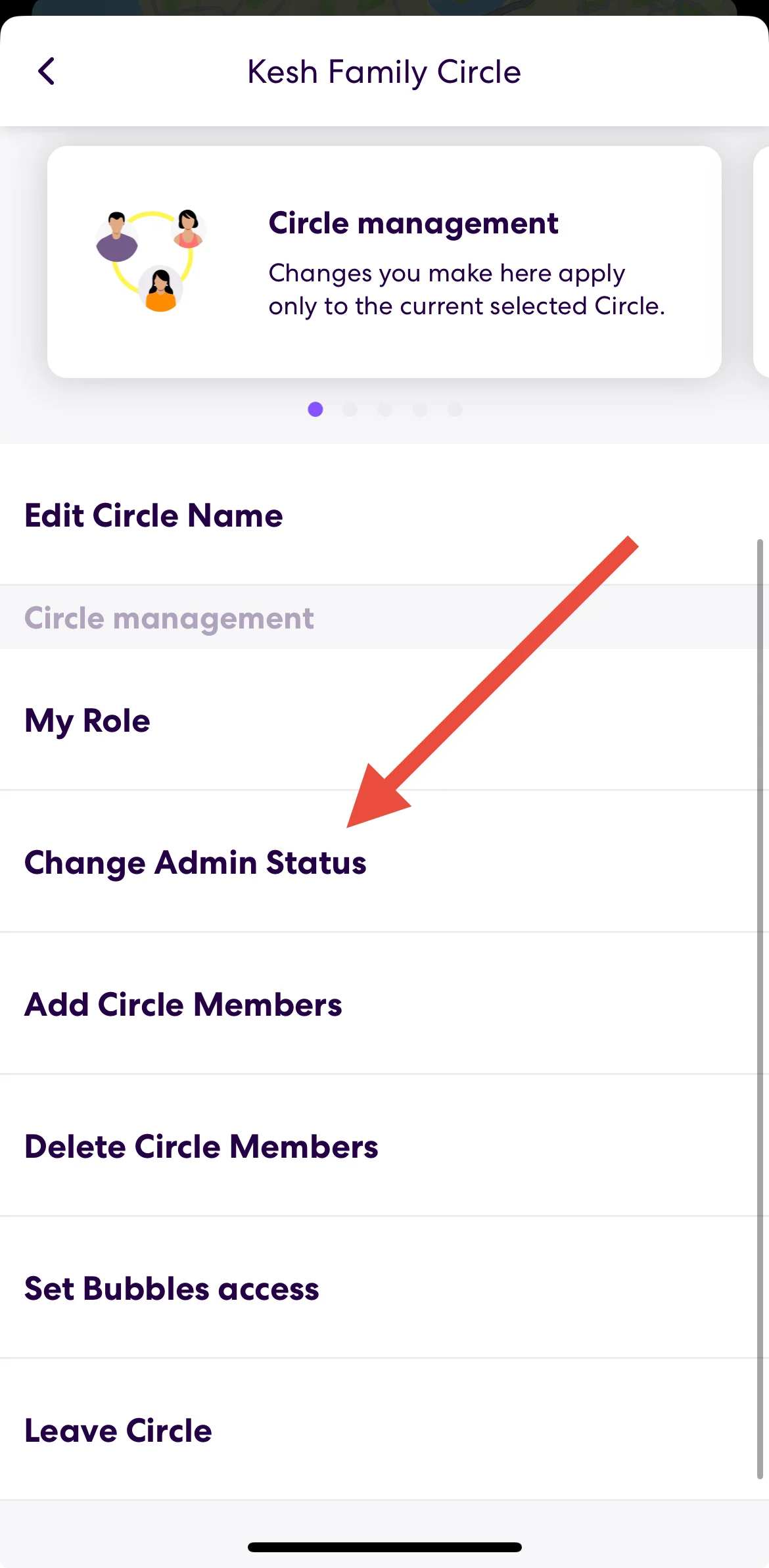 Change admin status on Life360