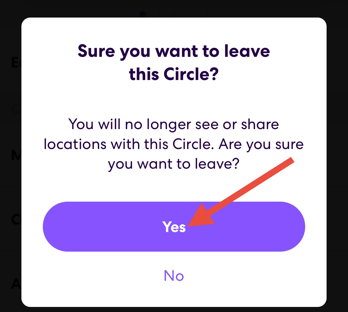 Confirm to leave Life360 circle