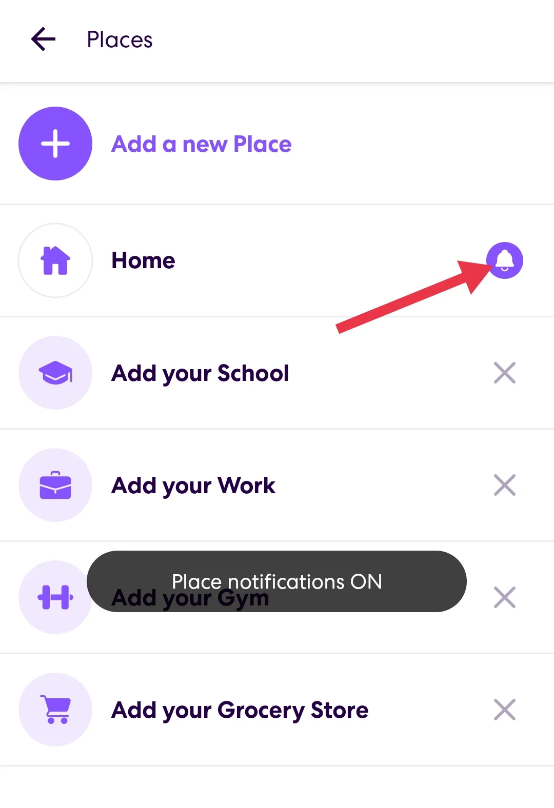 Enable Places Notifications on Life360