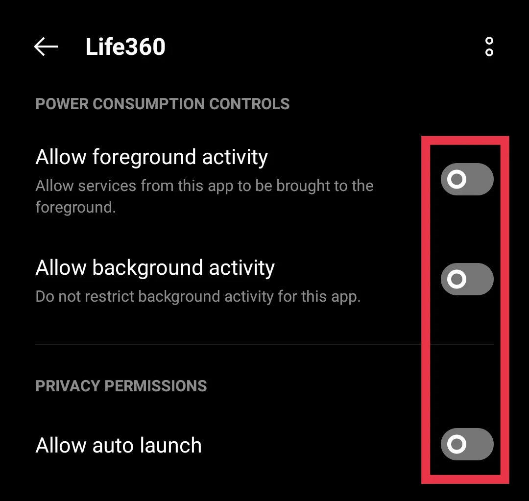 Restrict background running of Life360