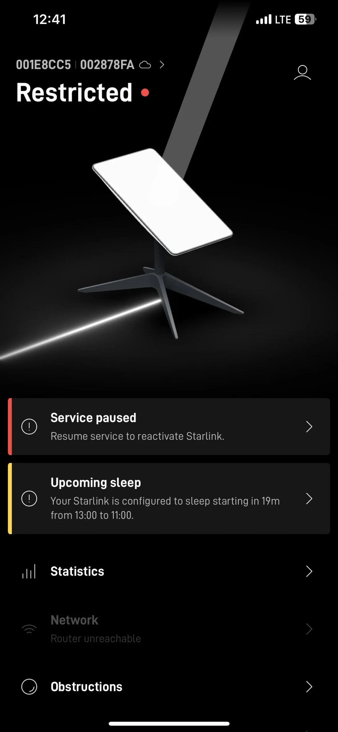 Starlink restricted error on app