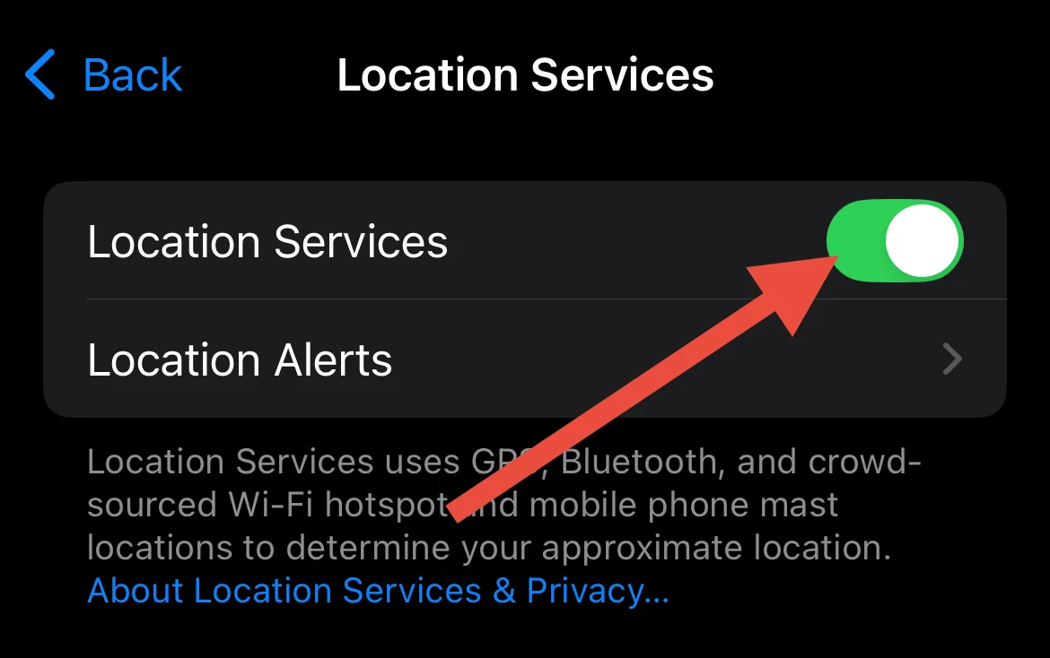 iOS enable location services