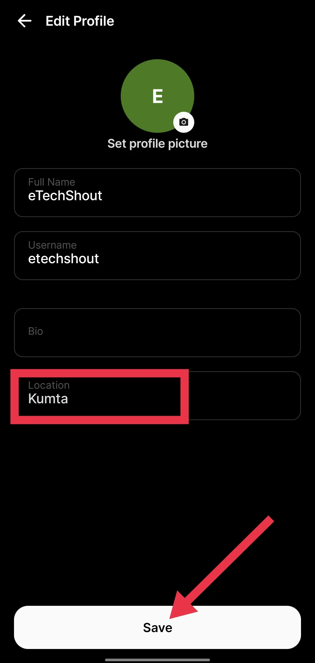 Add location on BeReal profile