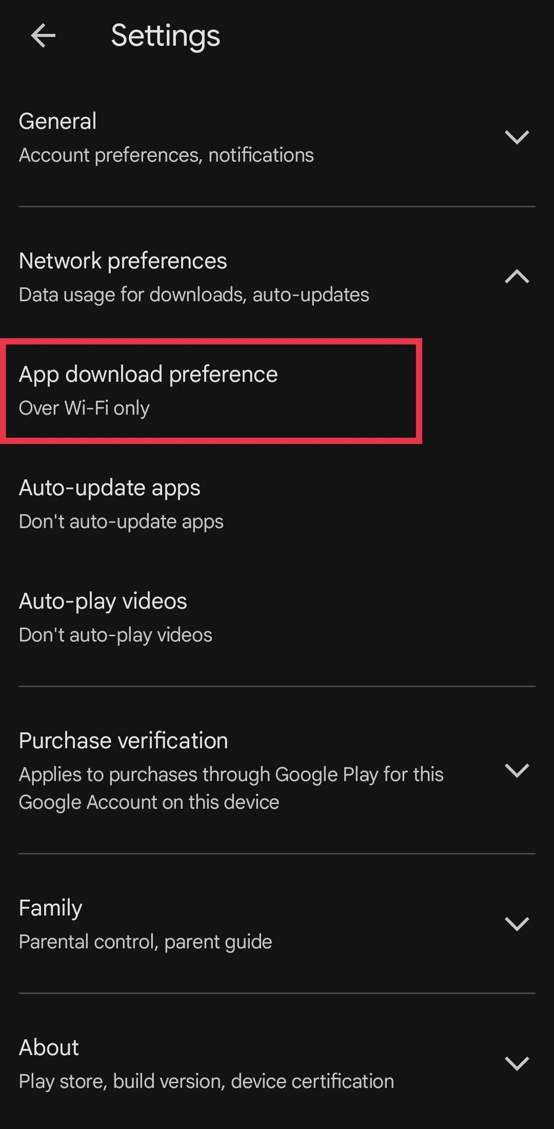 App download preference on Play Store