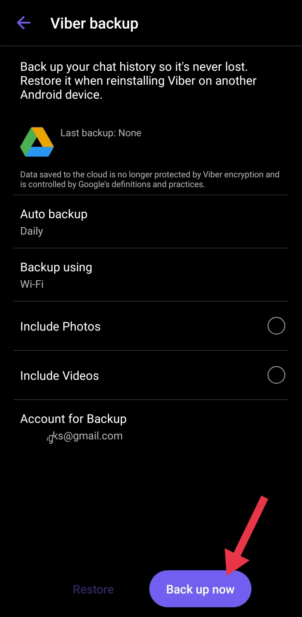 Backup now on Viber