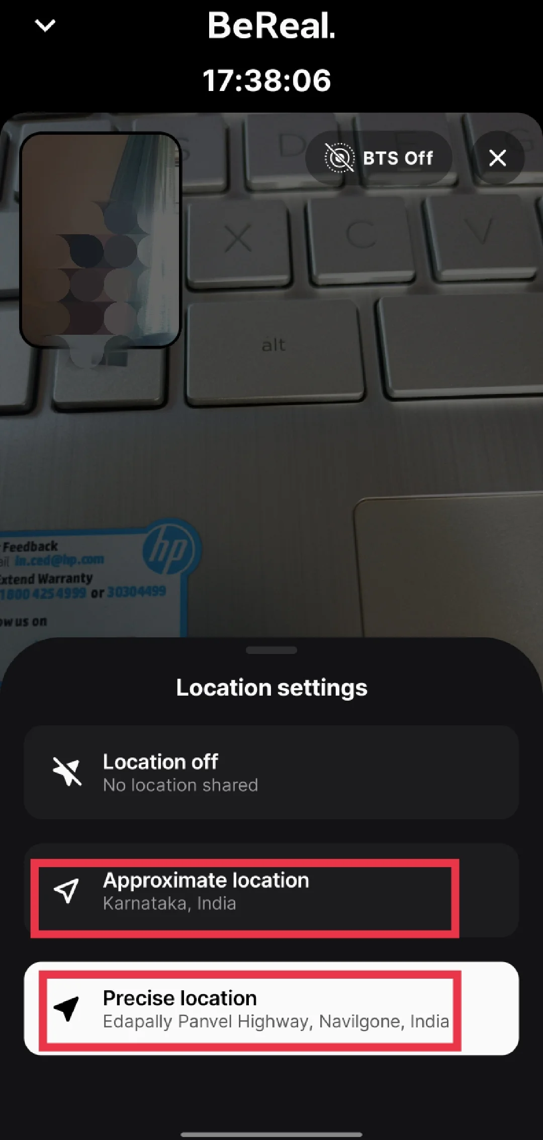 BeReal turn on location