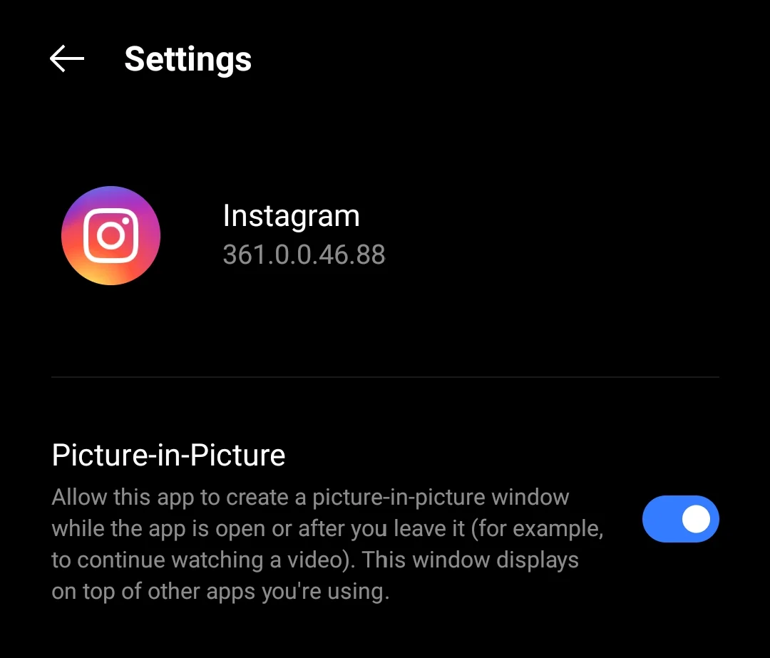 Enable Picture-in-picture Instagram