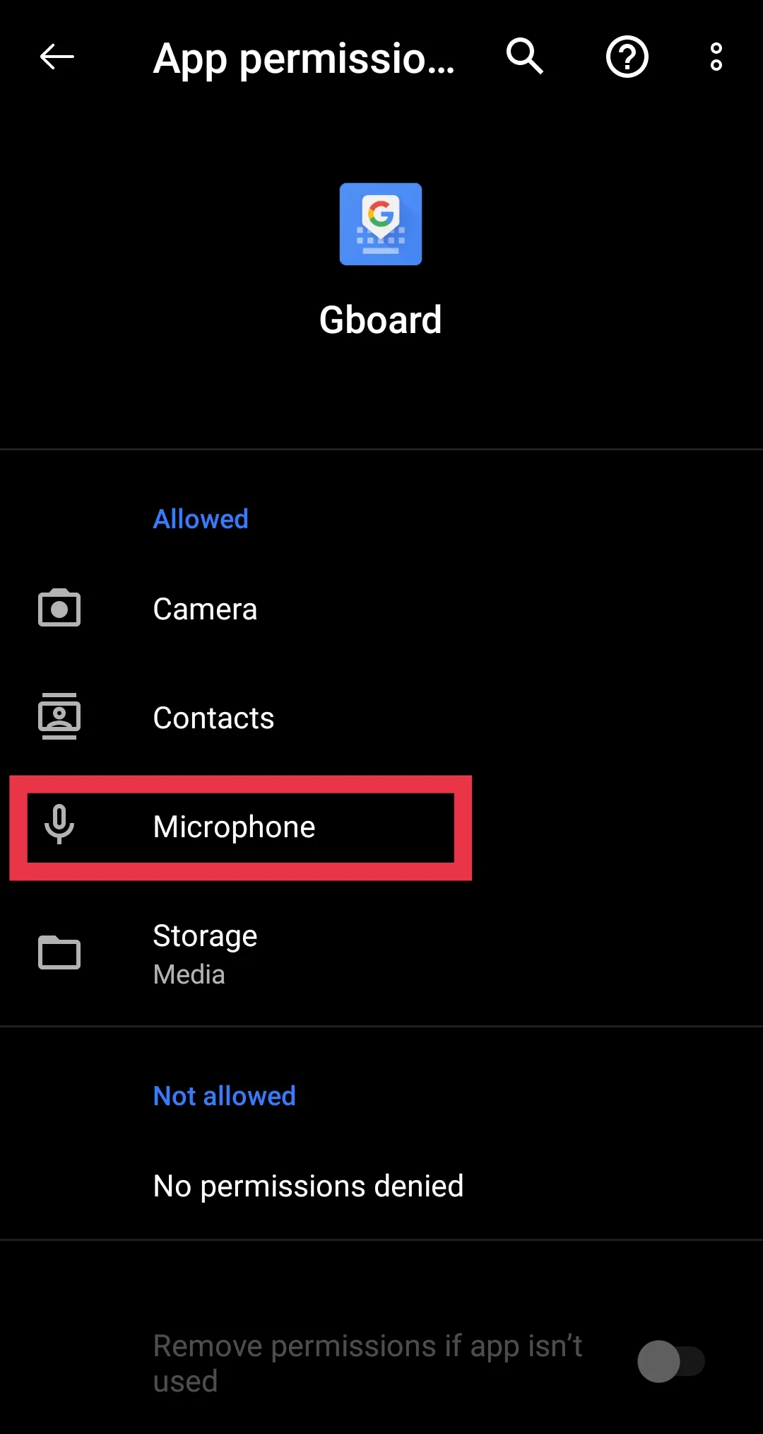 Gboard microphone permission