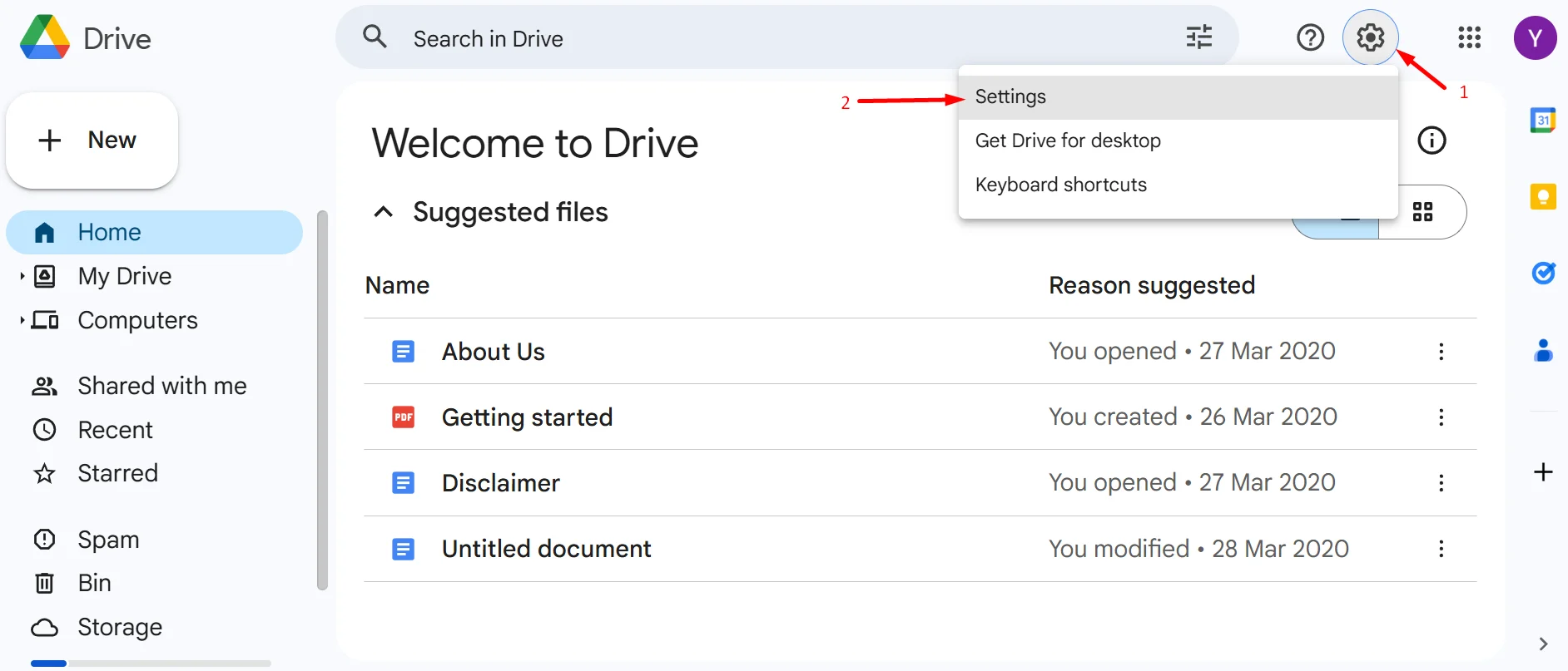 Google Drive Settings