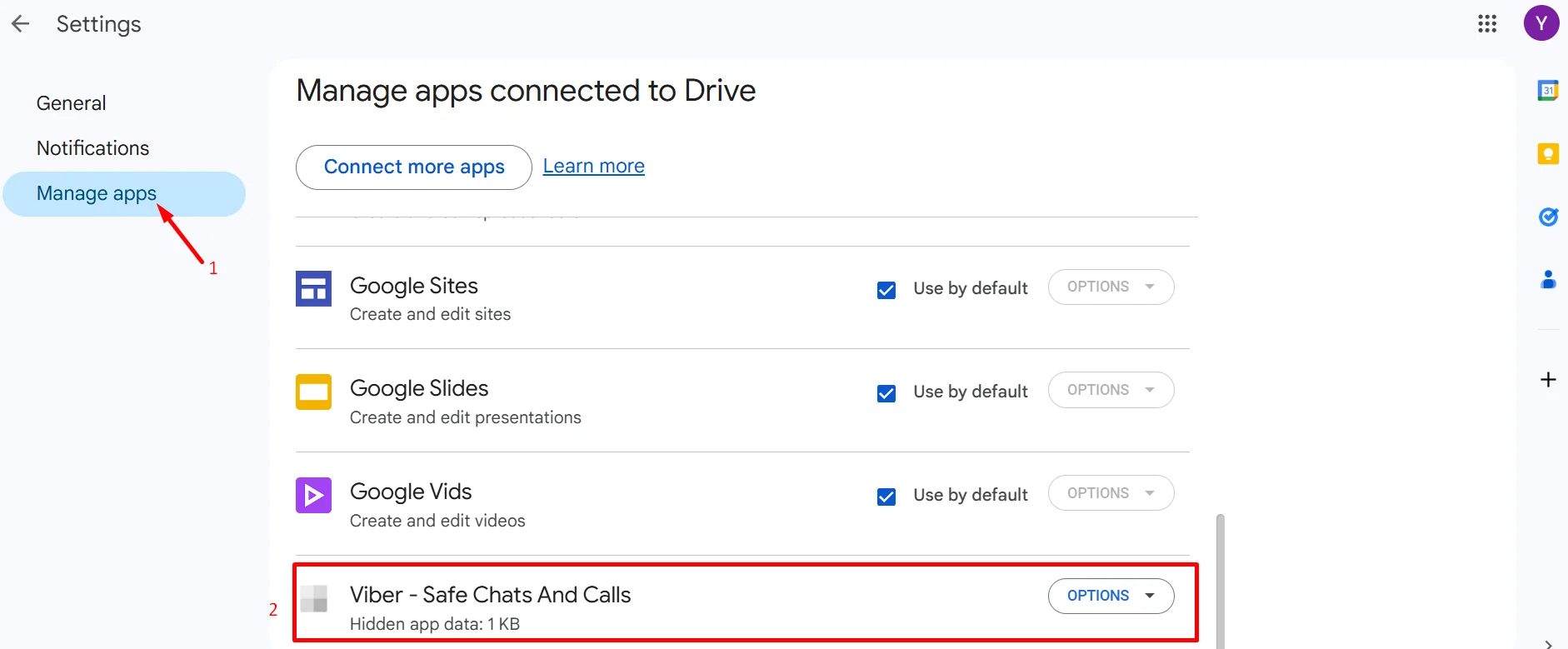 Manage apps on Google Drive