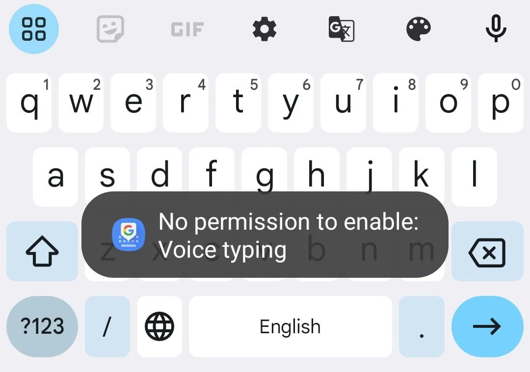 No Permission to Enable Voice Typing