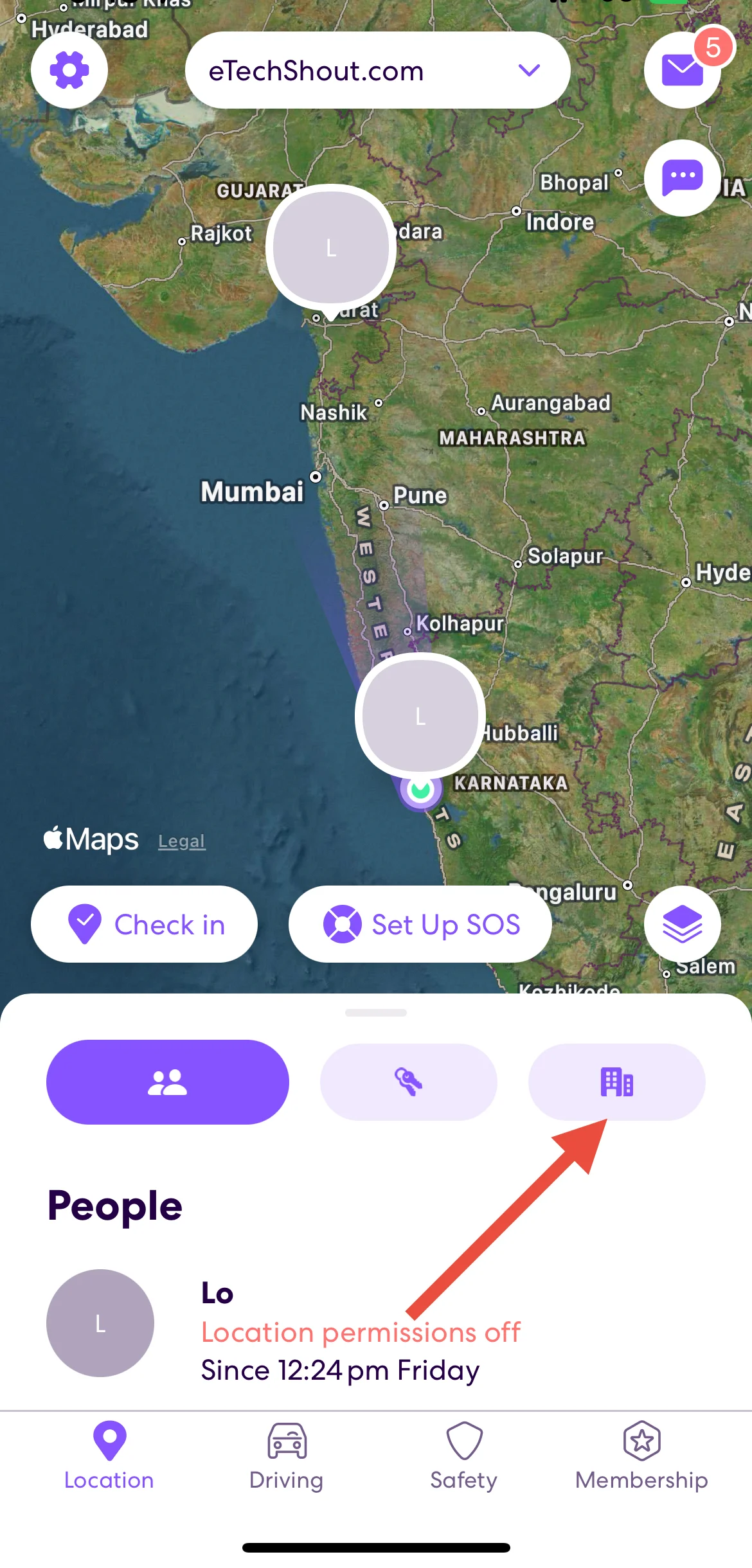 Places option on Life360