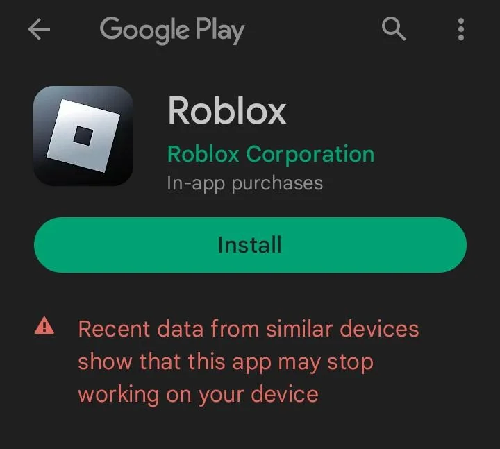 Recent data from similar devices Google Play Store error