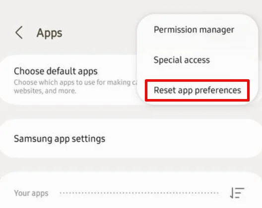 Reset app preferences