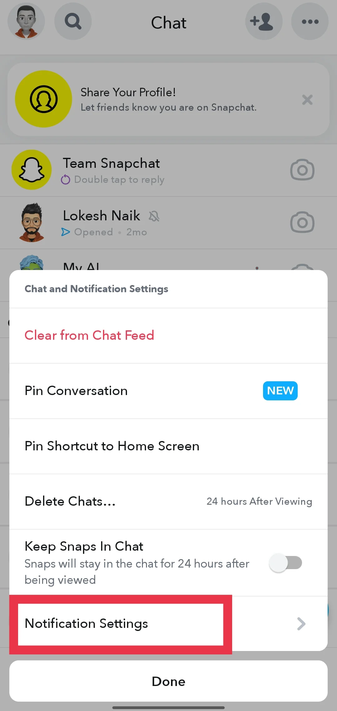 Snapchat Notification Settings