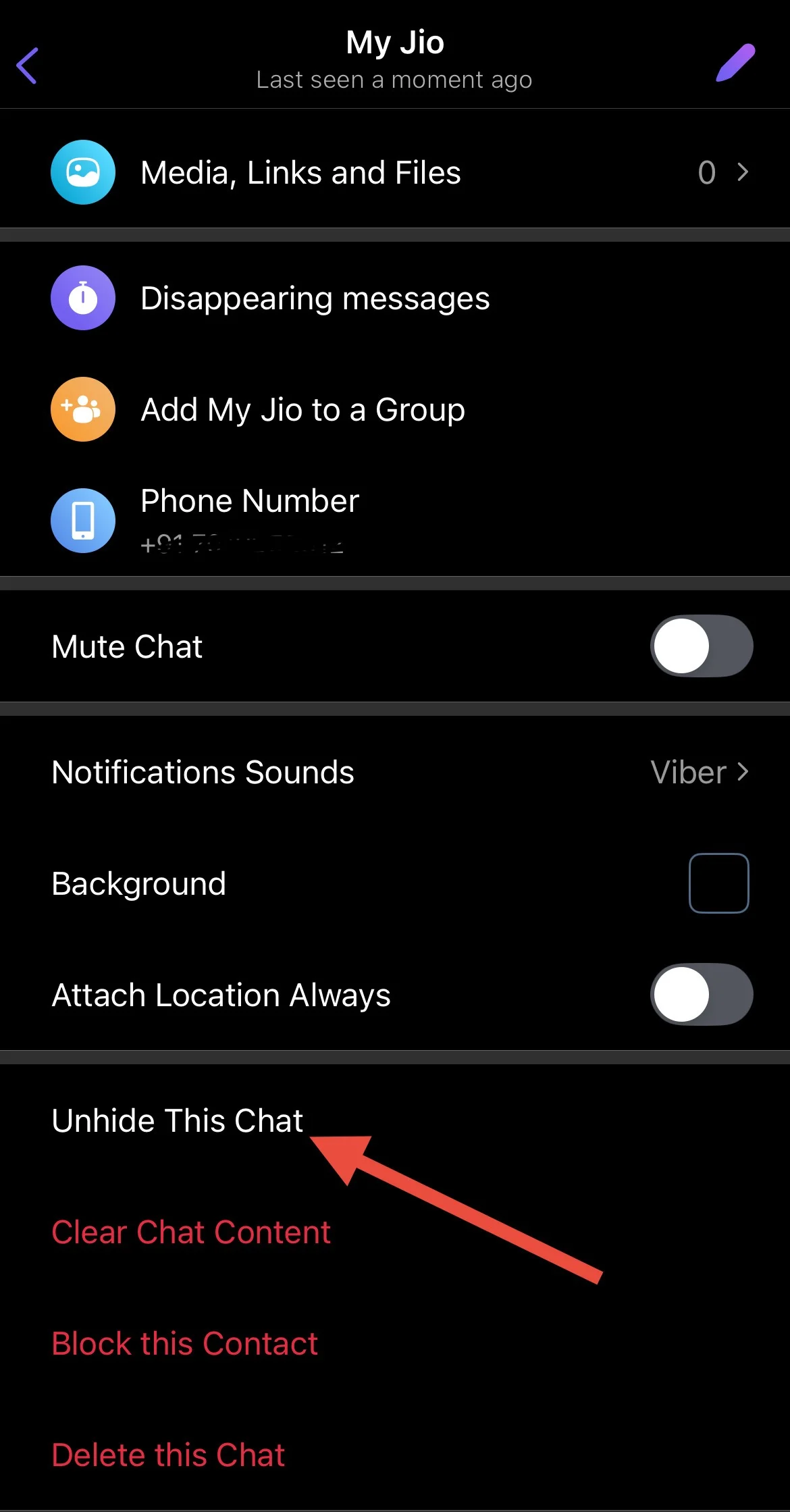 Unhide This Chat on Viber