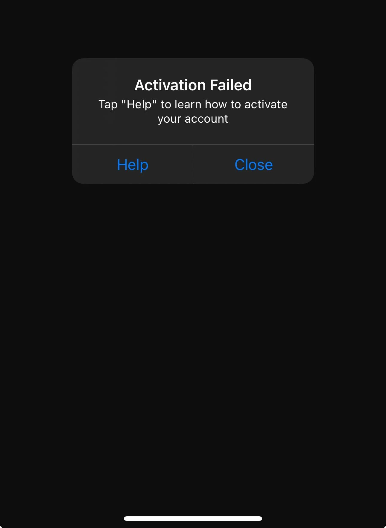 Viber activation failed. Tap help to learn how to activate your account