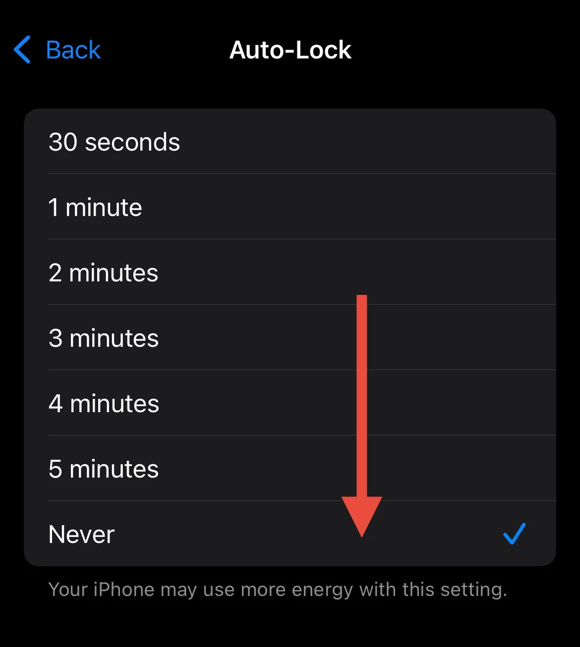 Auto Lock Never iOS