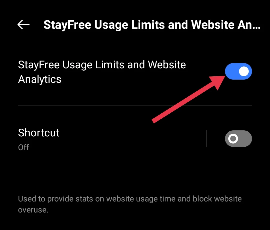 Enable StayFree Usage Limits and Website Analytics