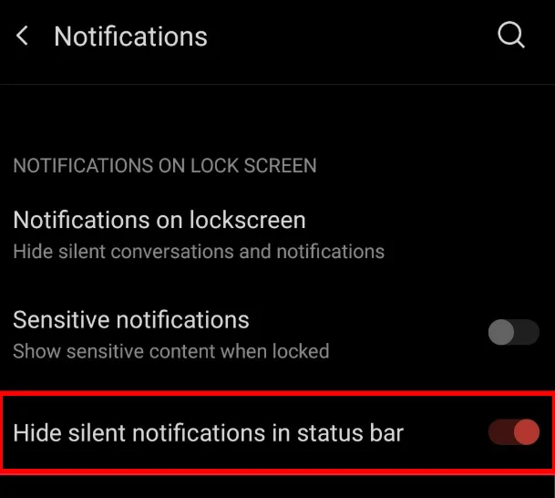 Hide silent notifications in status bar Android