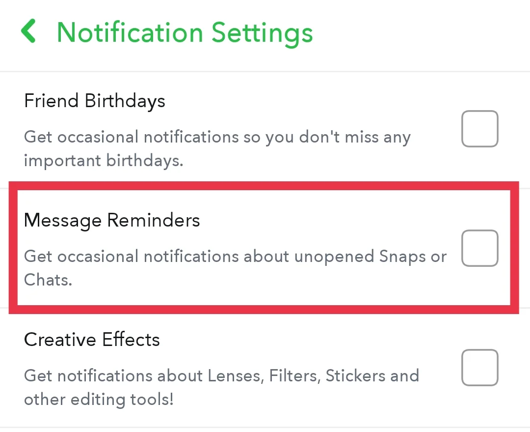 Message Reminders on Snapchat