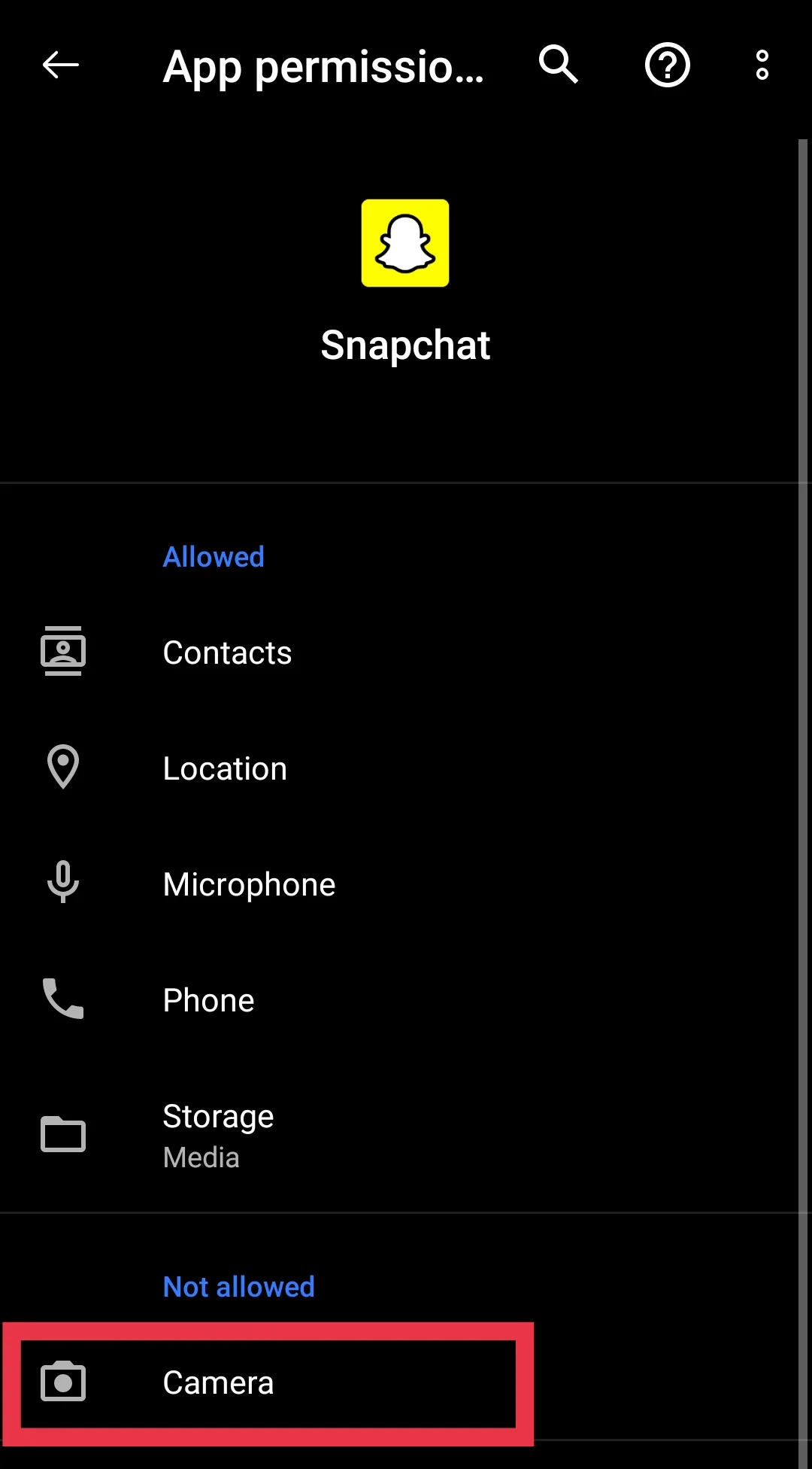 Snapchat Allow Camera Permission