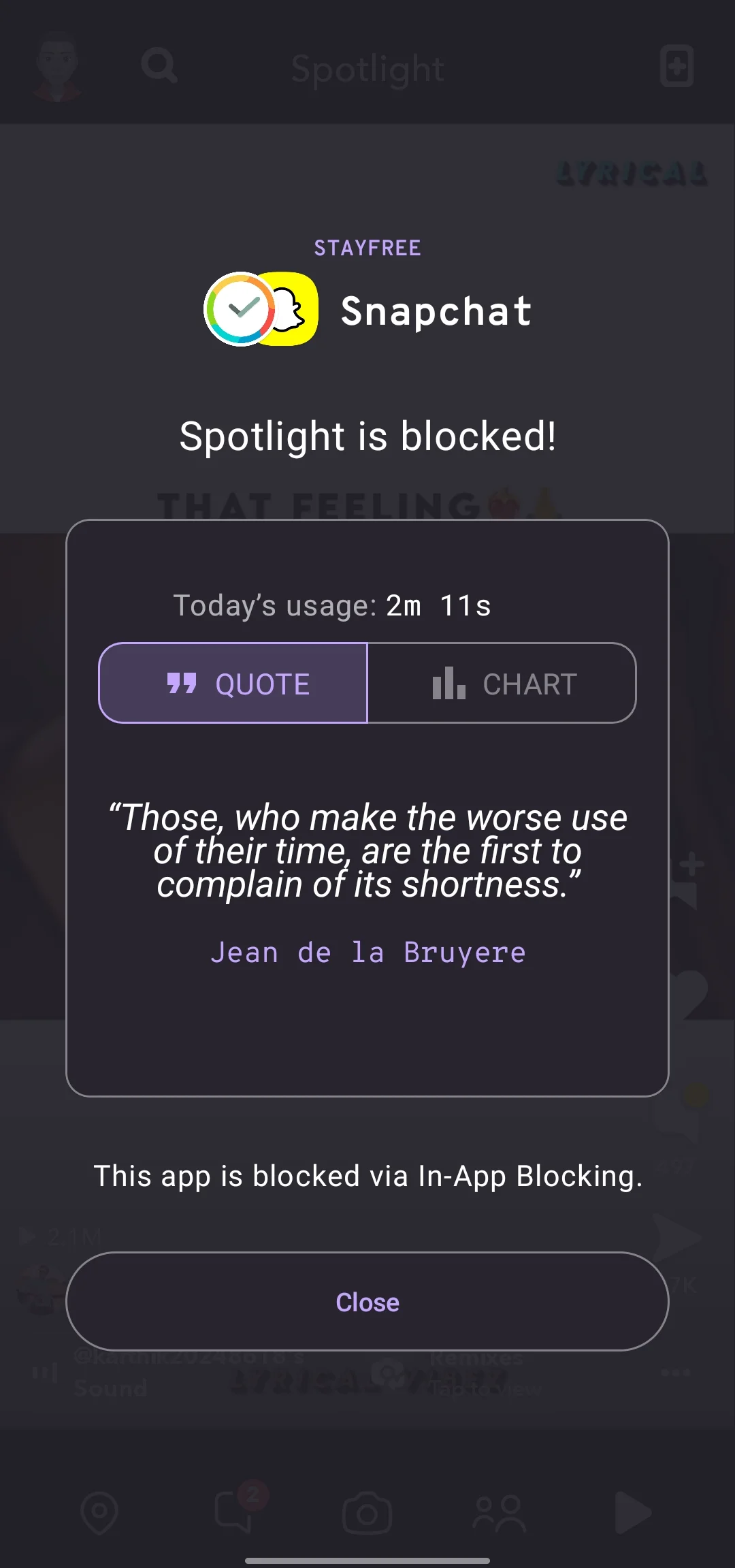 Snapchat Spotlight blocked