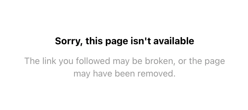 Sorry, this page isn't available Instagram