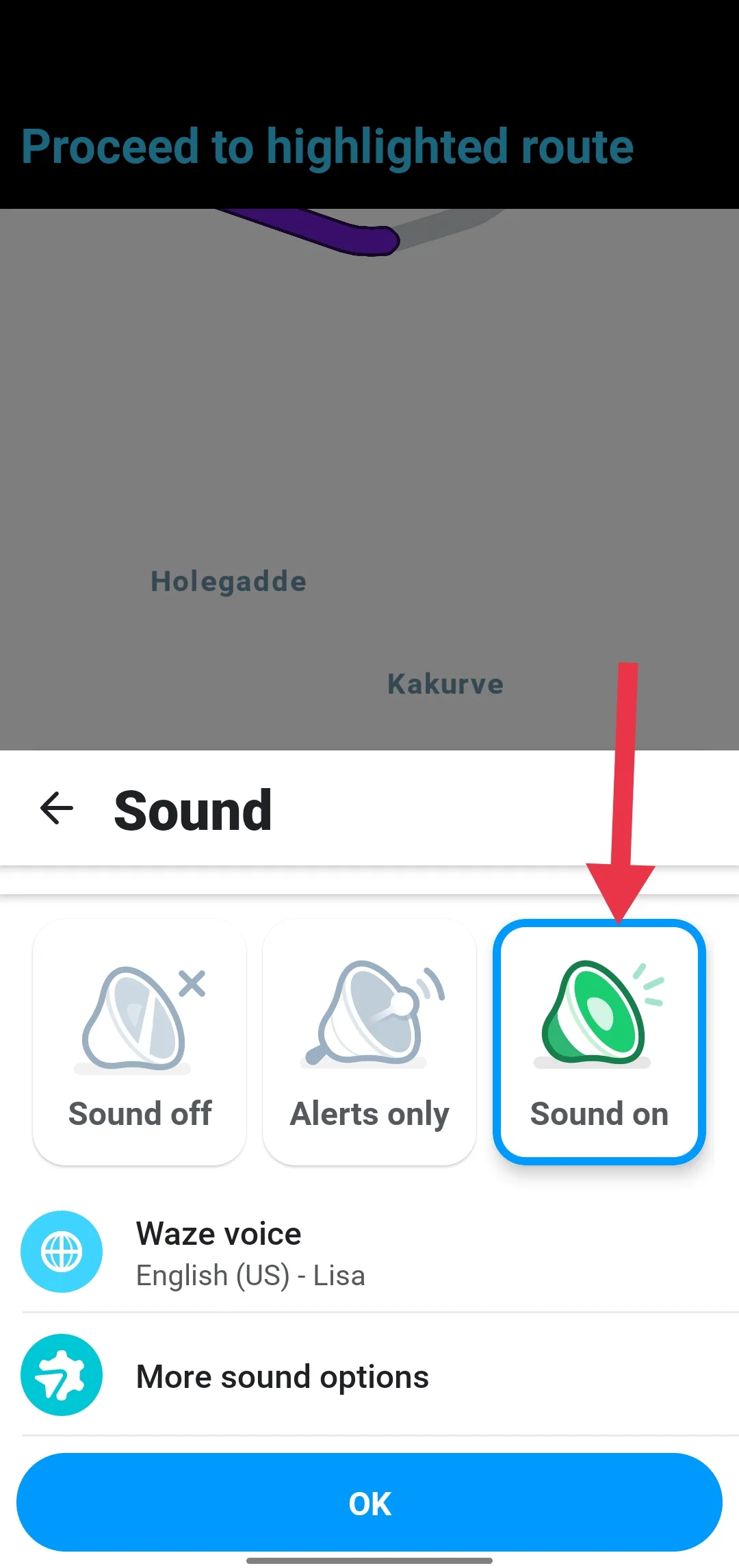 Sound on for Waze