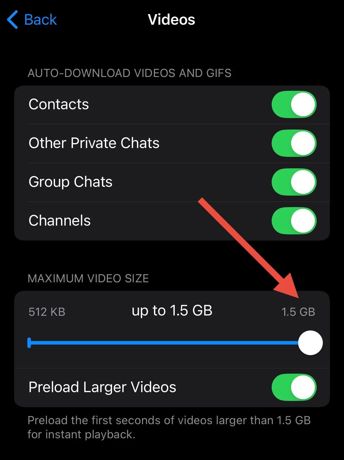 Telegram maximum auto-download videos size