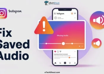 Fix Instagram saved audio not showing in Stories or Reels – troubleshooting guide with Instagram logo and error symbol