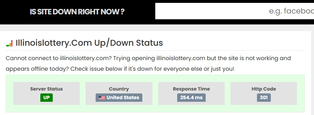 check if the Illinois Lottery server is down when the app is not working