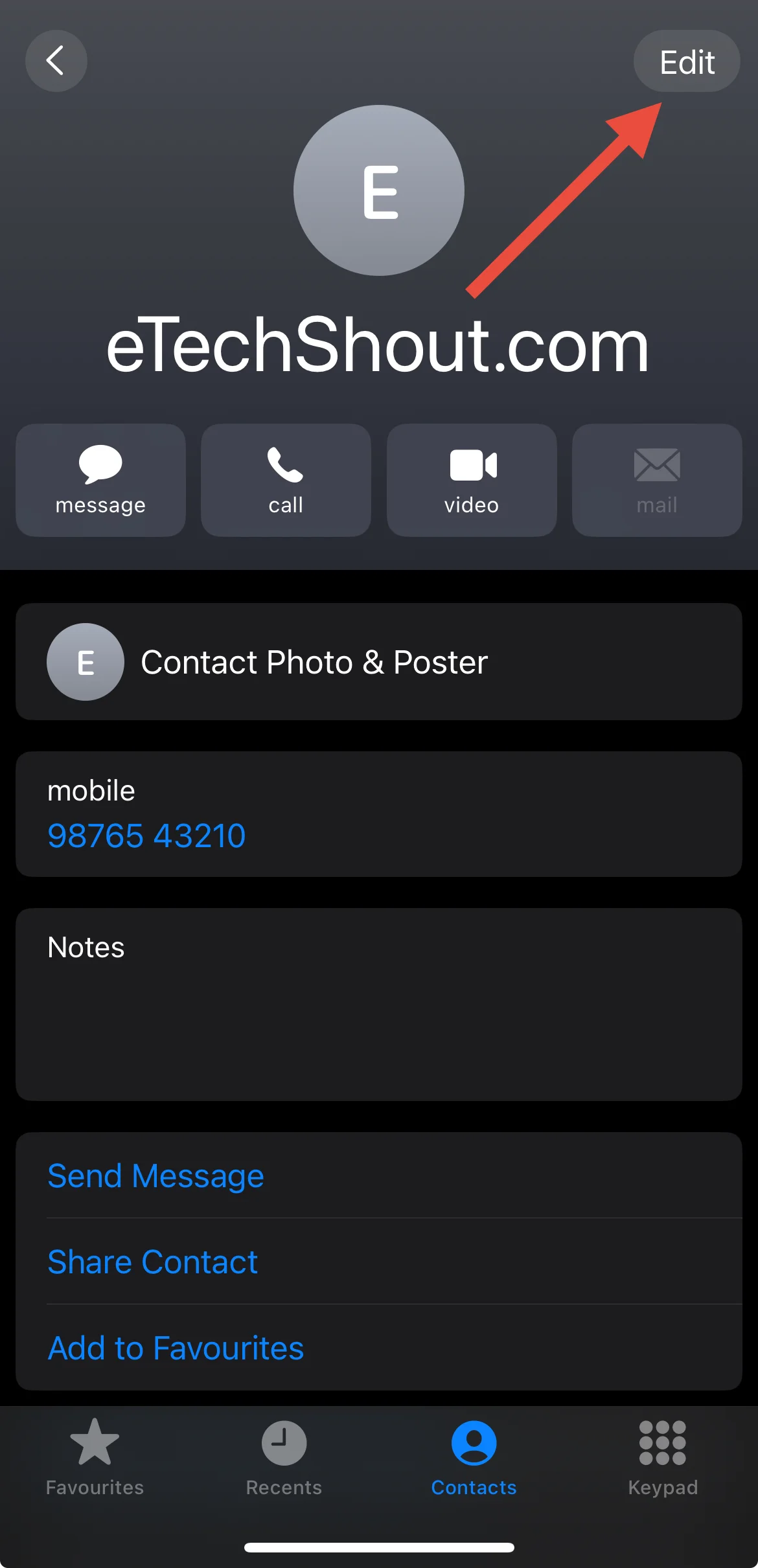 Open the contact on your iPhone and tap Edit to change phone label