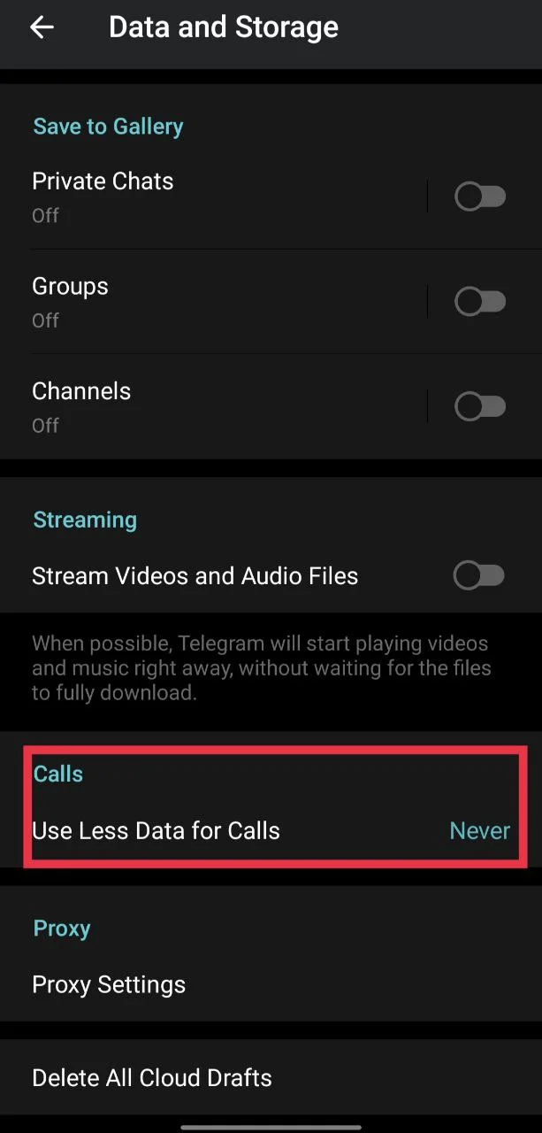 Turn off 'Use Less Data for Calls' in Telegram settings to improve call quality