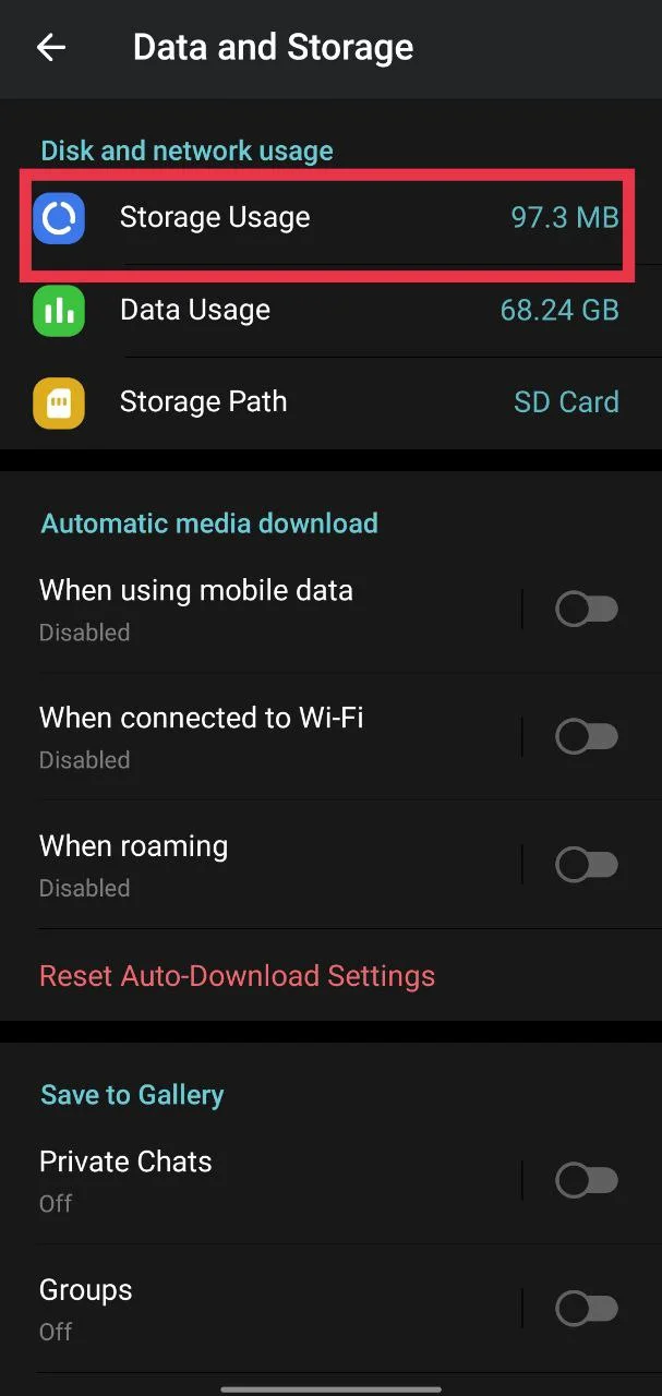 Open Storage Usage in Telegram Android