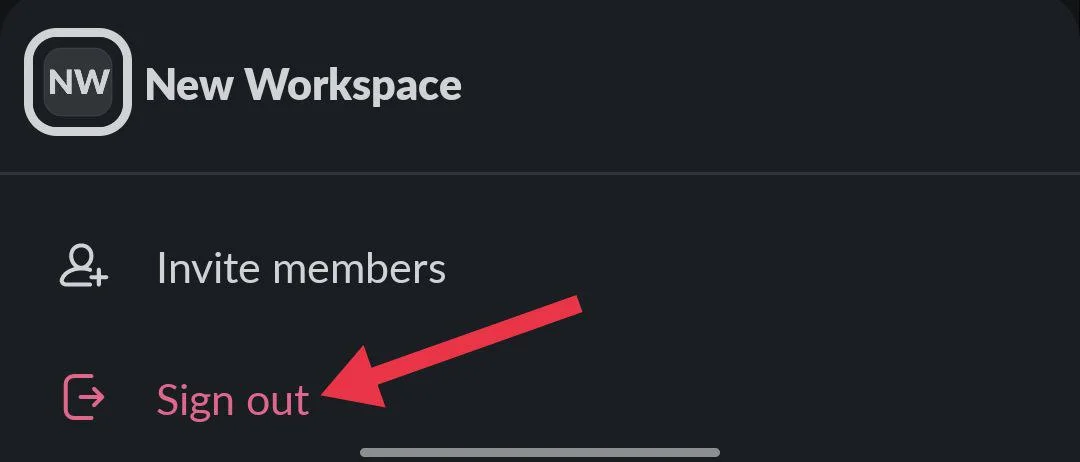Choose “Sign out” from the menu to log out from the Slack mobile app