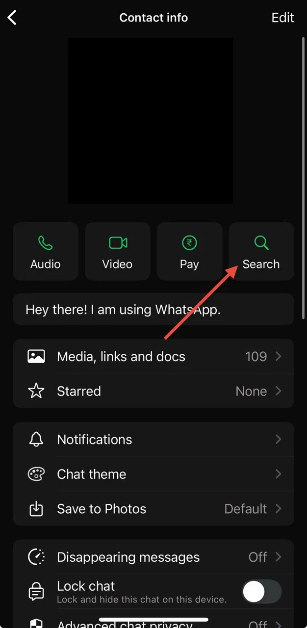 Click on the Search option in WhatsApp chat