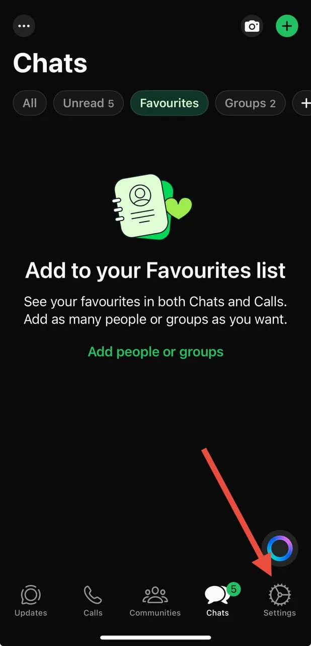 Open WhatsApp settings option on iPhone