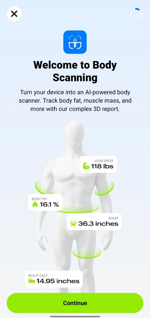 Fitify AI body scanner showing 3D body model and measurements