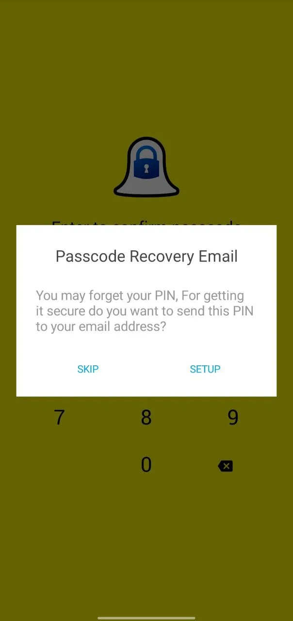 Enter your PIN and set up or skip recovery email for Snapchat chat lock