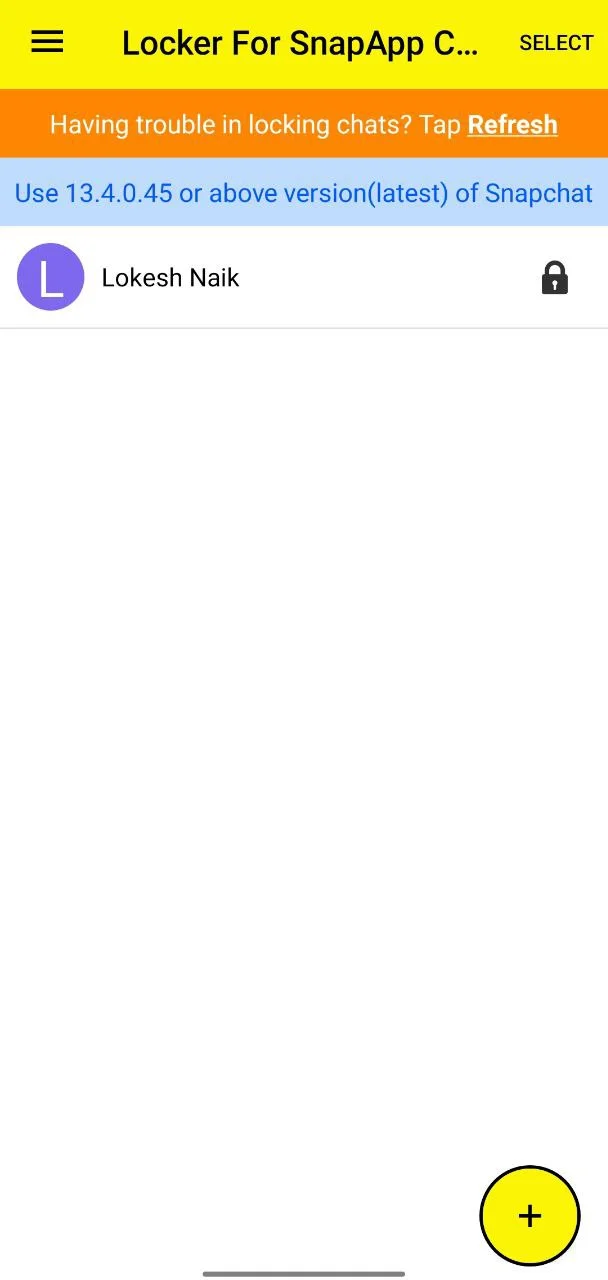 Select the Snapchat chat you want to lock inside Locker For SnapApp Chat