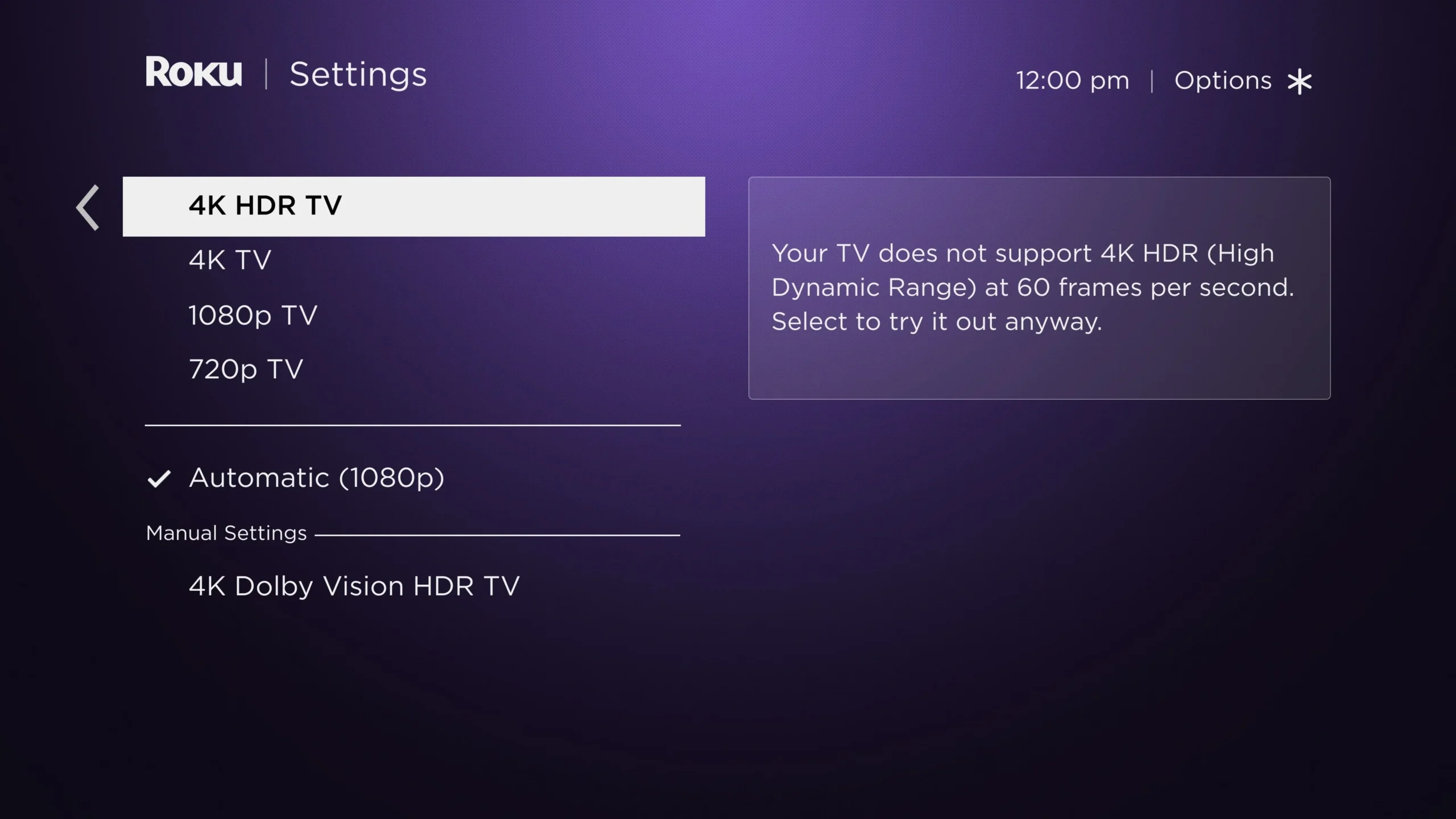 Adjust display settings on Roku TV