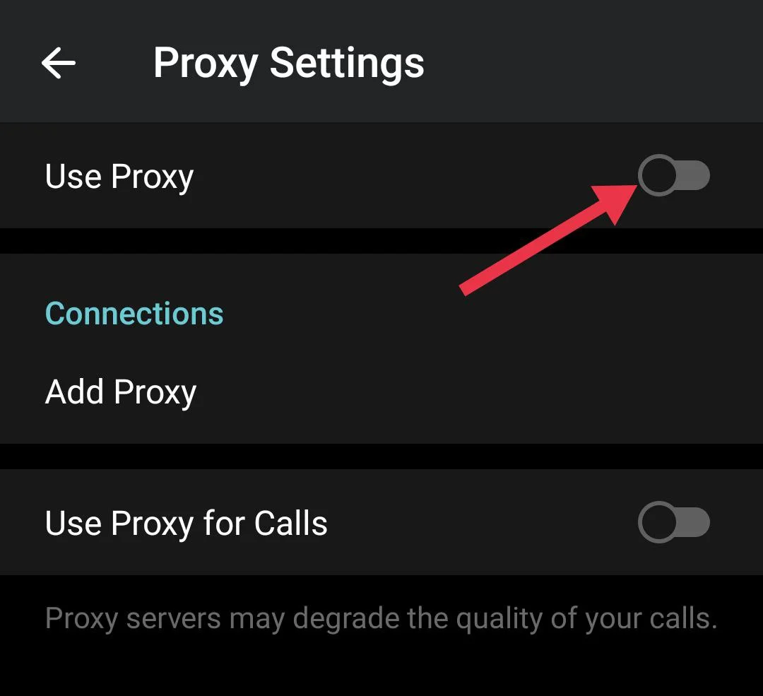 Turn off proxy in Telegram app