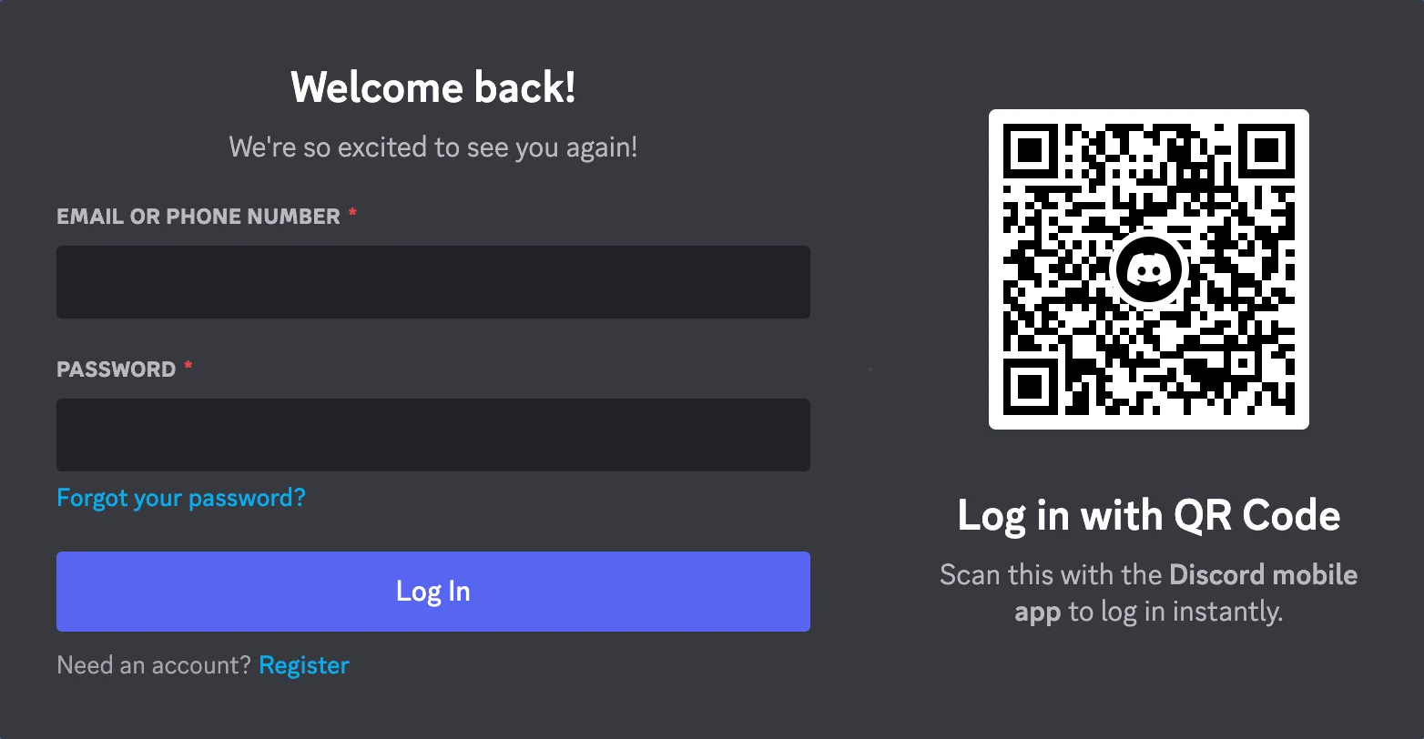 Using QR code to log in to Discord safely from a verified device